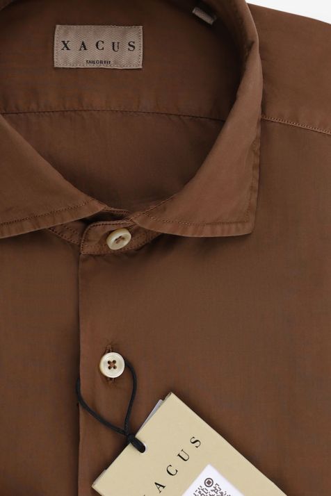 Camisa Hombre Xacus Regular Lisa 100% algodón cuello Francés Manga larga