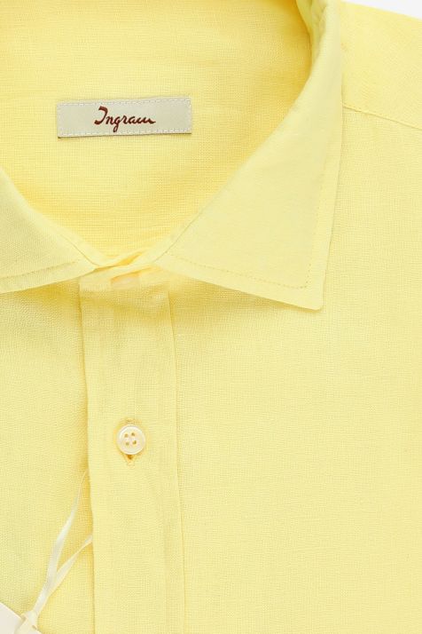 Camisa Hombre Ingram Classic Lisa 100% lino cuello Francés Manga larga