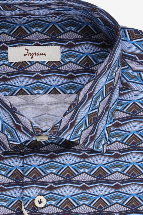 Camisa Hombre Ingram Regular Estampada 100% algodón cuello Francés Manga larga