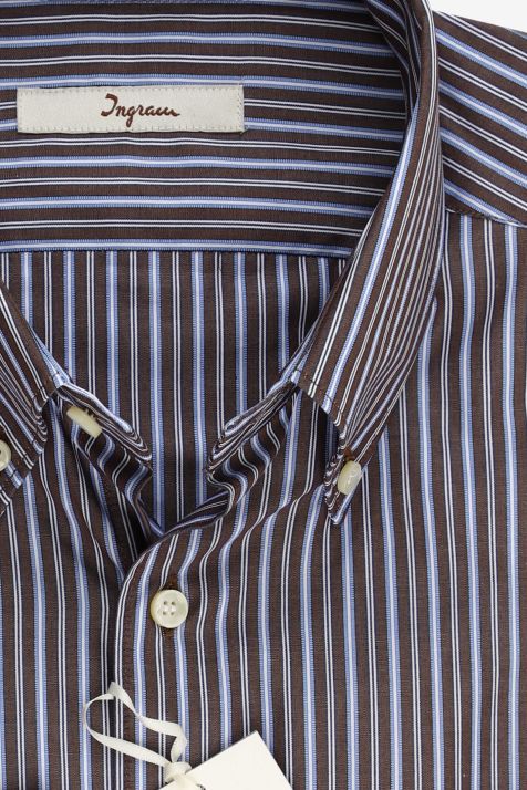 Camisa Hombre Ingram Regular Rayas 100% algodón cuello Abotonado Manga larga