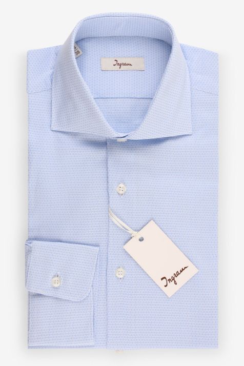 Camisa Hombre Ingram Slim Diseño  100% algodón cuello Francés Manga larga