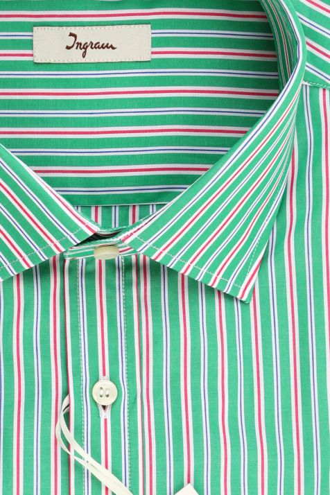 Camisa Hombre Ingram Classic Rayas 100% algodón cuello Francés Manga larga