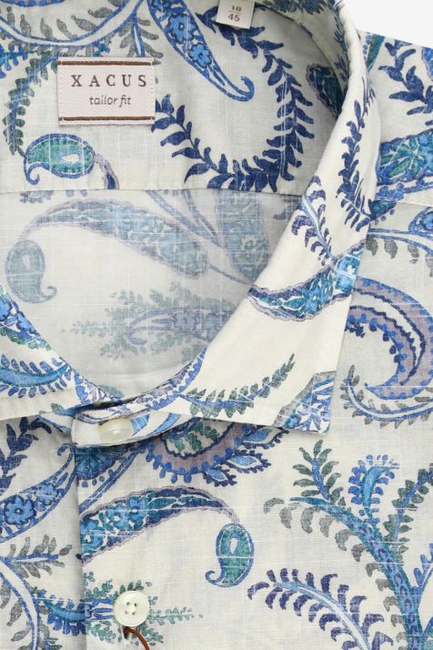 Camisa Hombre Xacus Regular Estampada 100% algodón cuello Francés Manga larga