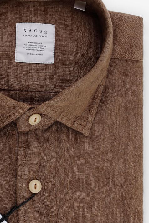 Chemise Homme Xacus Regular Uni 100% lin col Classique Manche longue