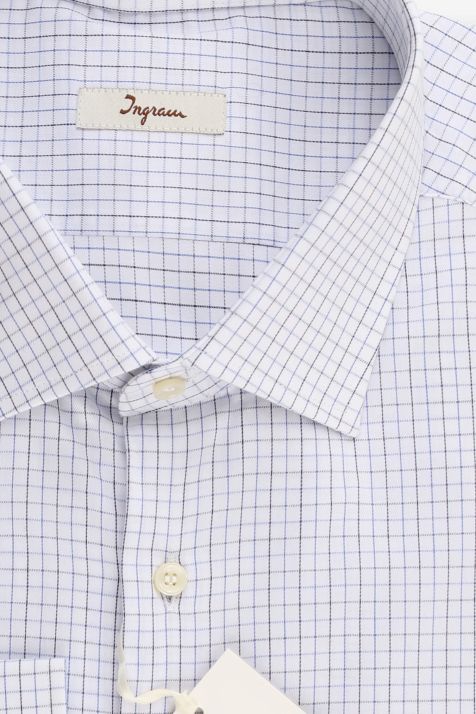 Men's Shirt Ingram Regular Check 100% cotton collar French Long sleeve