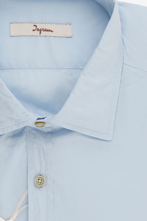 Men's Shirt Ingram Slim Plain 100% cotton collar Italian Long sleeve