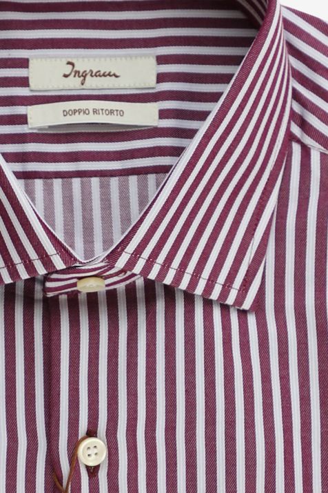Men's Shirt Ingram Slim Stripe 100% cotton collar French Long sleeve