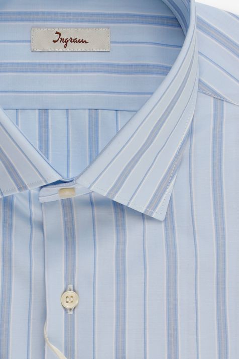 Chemise Homme Ingram Slim Rayures 100% coton col Italien Manche longue
