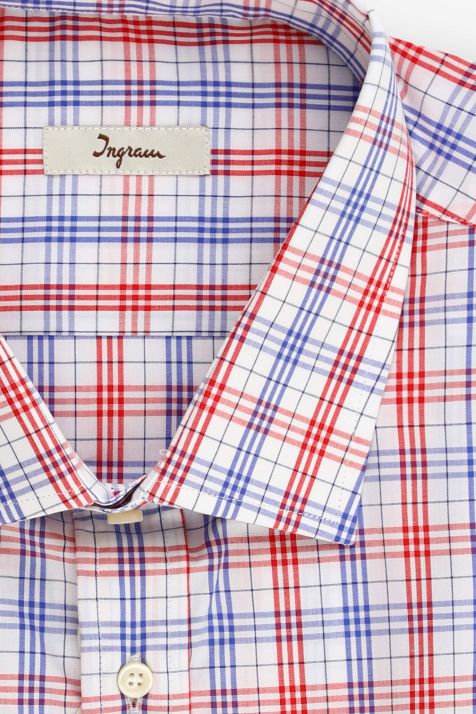 Men's Shirt Ingram Classic Check 100% cotton collar French Long sleeve