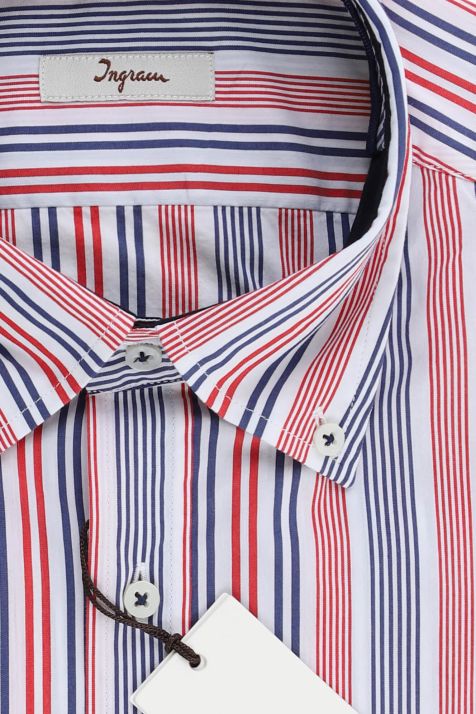 Hemd Herren Ingram Slim Streifen 72% Baumwolle 3% elastan 25% pa kragen Button-Down Lange Ärmel