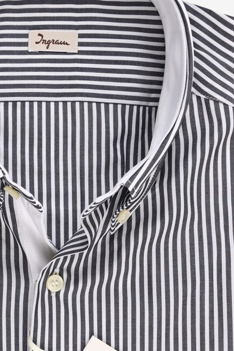 Hemd Herren Ingram Slim Streifen 100% Baumwolle kragen Button-Down Lange Ärmel