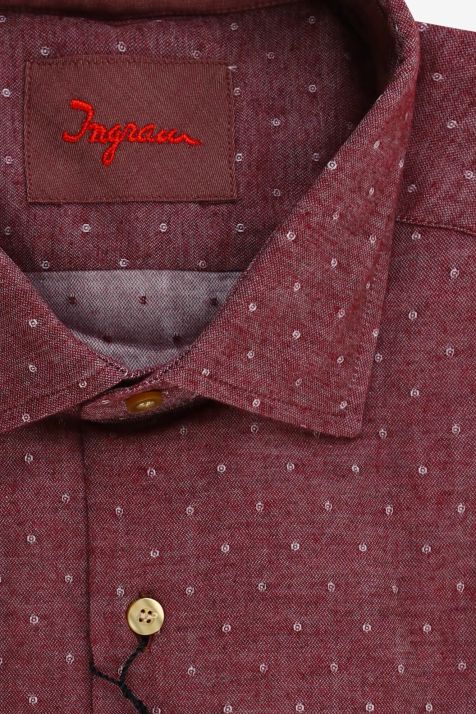 Camisa Hombre Ingram Regular Diseño  100% algodón cuello Francés Manga larga
