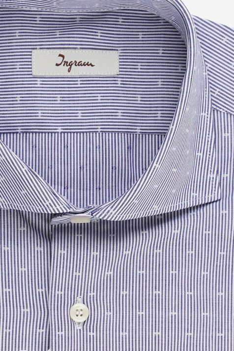 Hemd Herren Ingram Slim Halb Unifarben 100% Baumwolle kragen Französisch Lange Ärmel