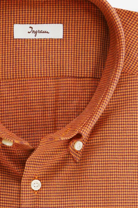Men's Shirt Ingram Regular Semi-plain 100% cotton collar Button down Long sleeve