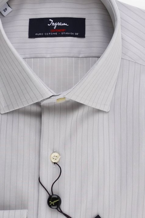 Camisa Hombre Ingram Regular No Plancha Rayas 100% algodón cuello Francés Manga larga