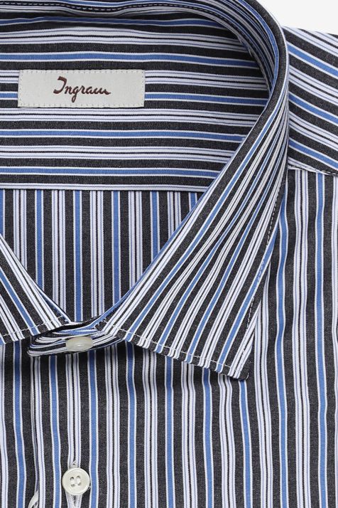 Chemise Homme Ingram Slim Rayures 100% coton col Italien Manche longue