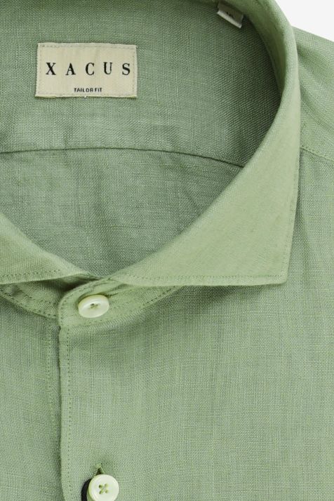 Camisa Hombre Xacus Regular Lisa 100% lino cuello Francés Manga larga