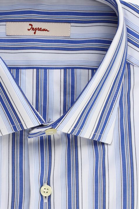 Men's Shirt Ingram Slim Stripe 100% cotton collar French Long sleeve