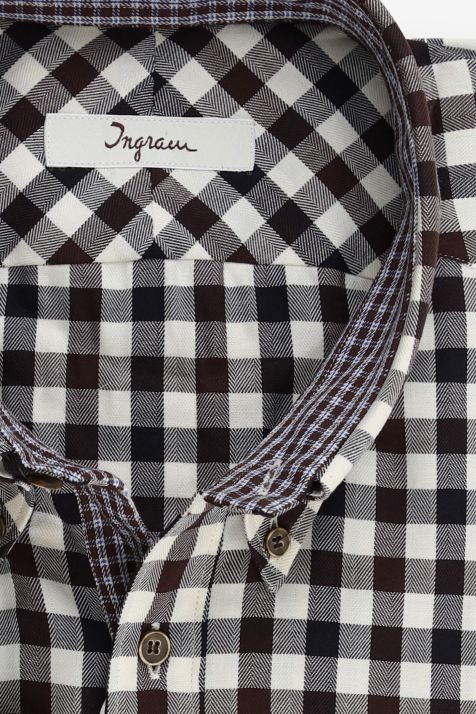 Camisa Hombre Ingram Regular Cuadros 100% algodón cuello Abotonado Manga larga