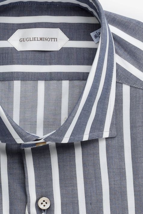 Men's Shirt Guglielminotti Regular Stripe 100% cotton collar French Long sleeve
