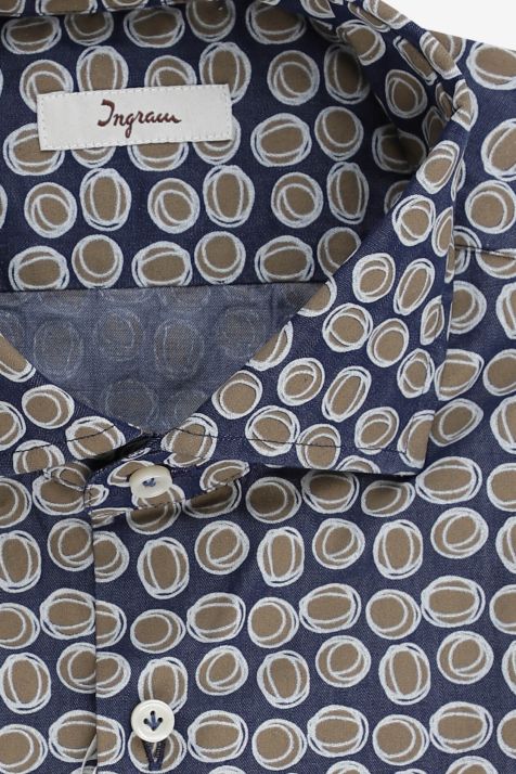 Men's Shirt Ingram Slim Patterned 100% cotton collar French Long sleeve