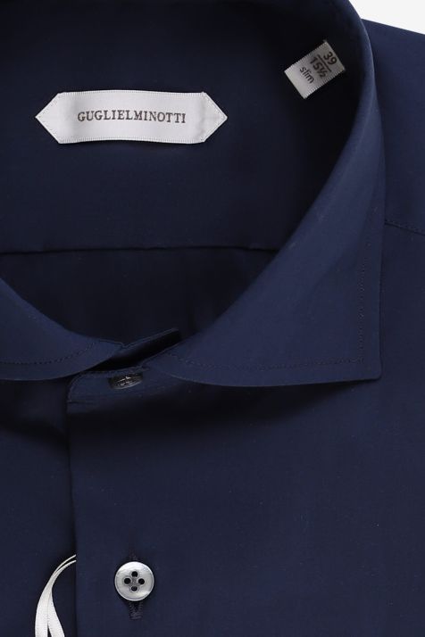 Camisa Hombre Guglielminotti Slim Lisa 100% algodón cuello Francés Manga larga