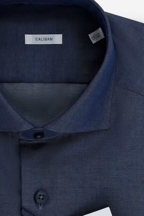 Camisa Hombre Caliban Regular Lisa 100% algodón cuello Francés Manga larga
