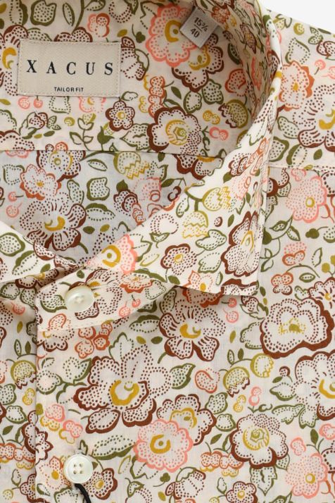Camisa Hombre Xacus Regular Estampada 100% algodón cuello Francés Manga larga