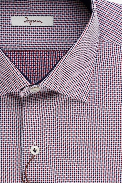 Men's Shirt Ingram Slim Semi-plain 100% cotton collar French Long sleeve