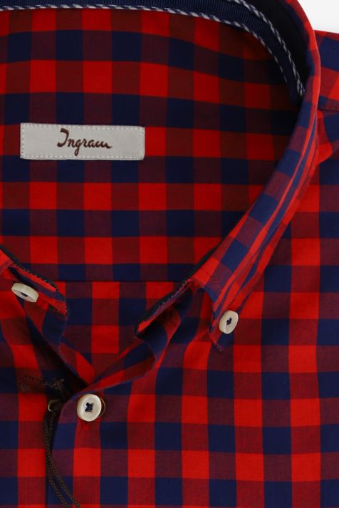 Hemd Herren Ingram Classic Karo 100% Baumwolle kragen Button-Down Lange Ärmel