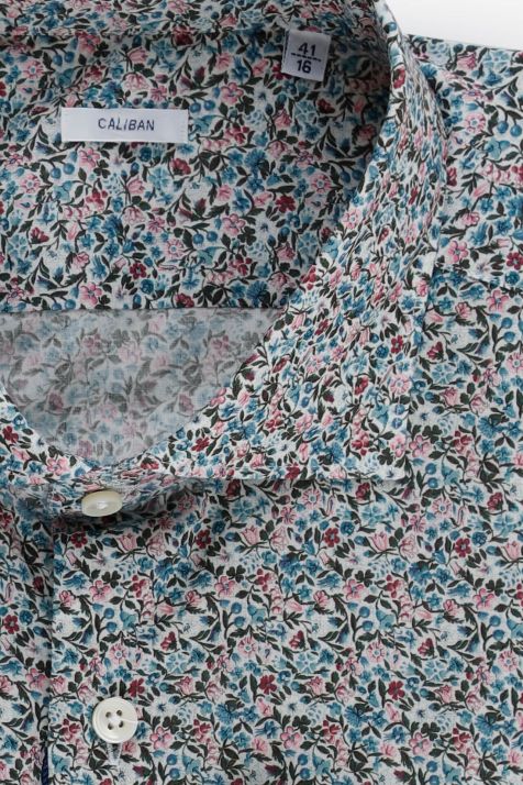Men's Shirt Caliban Regular Patterned 100% Organic Cotton collar French Long sleeve