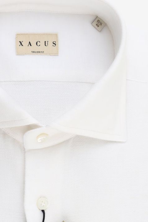Camisa Hombre Xacus Regular Lisa 75% algodón, 25% lino cuello Francés Manga larga