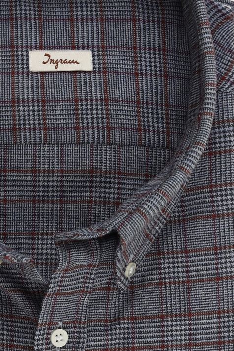 Hemd Herren Ingram Classic Karo 100% Baumwolle kragen Button-Down Lange Ärmel