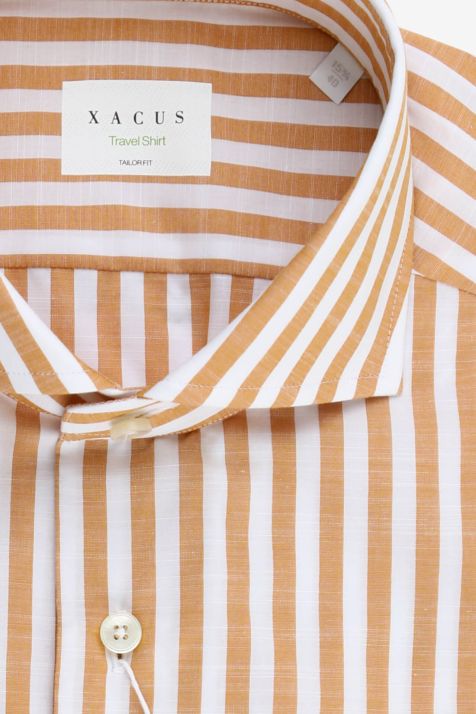 Camisa Hombre Xacus Regular No Plancha Rayas 100% algodón cuello Francés Manga larga