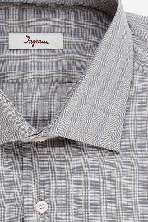 Men's Shirt Ingram Slim Check 100% cotton collar French Long sleeve