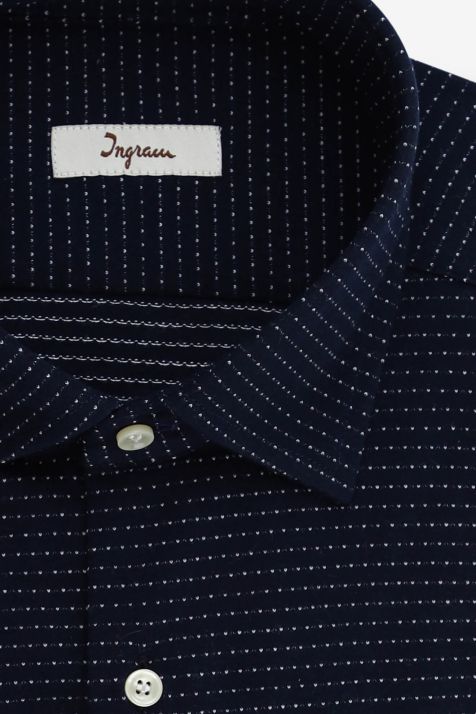 Men's Shirt Ingram Regular Semi-plain 100% cotton collar Italian Long sleeve