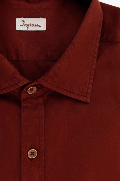 Camisa Hombre Ingram Slim Lisa 100% algodón cuello Italiano Manga larga