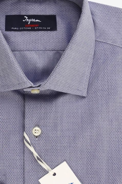 Chemise Homme Ingram Slim Partiellement  100% coton col Italien Manche longue
