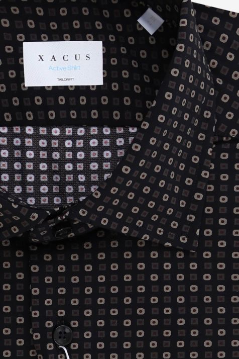 Men's Shirt Xacus Regular Semi-plain 86%  polyamide 14% elastane collar French Long sleeve