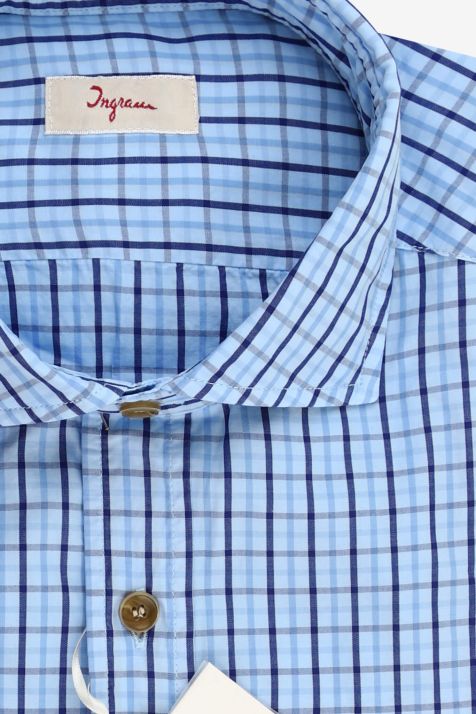 Camisa Hombre Ingram Regular Cuadros 100% algodón cuello Francés Manga larga