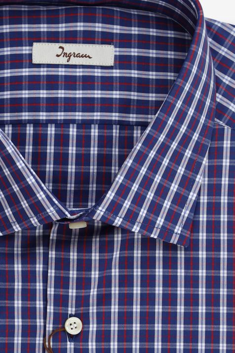Men's Shirt Ingram Regular Check 100% cotton collar French Long sleeve