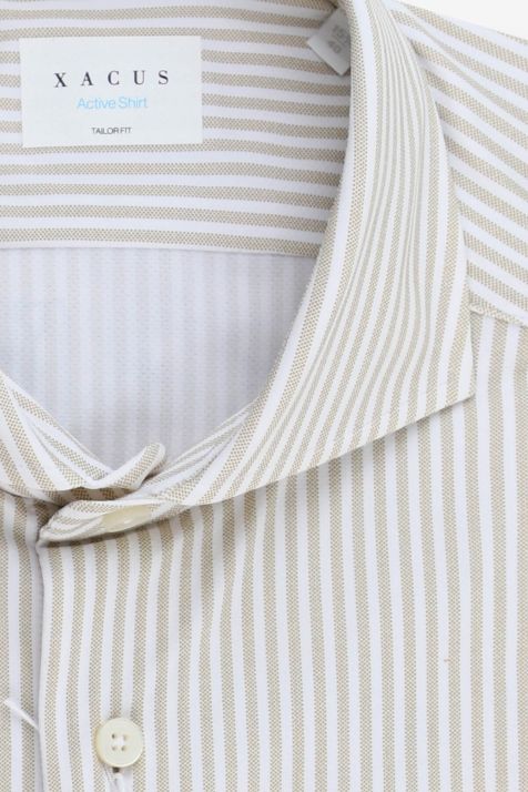 Men's Shirt Xacus Regular Stripe 86%  polyamide 14% elastane collar French Long sleeve
