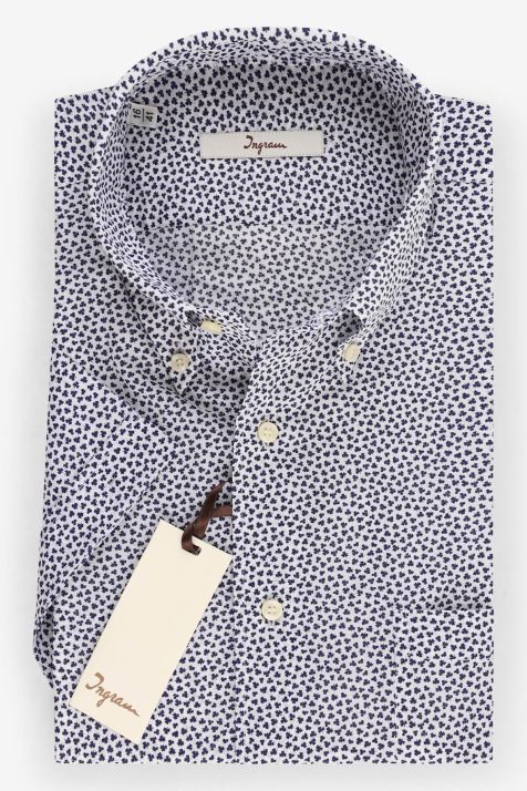 Men's Shirt Ingram Slim Patterned 100% cotton collar Button down Short sleeve