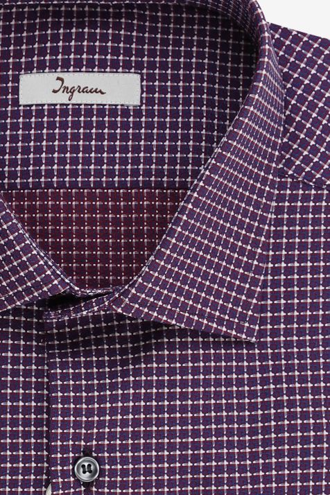 Camisa Hombre Ingram Regular Diseño  100% algodón cuello Italiano Manga larga