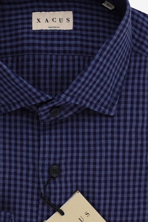 Men's Shirt Xacus Regular Check 100% cotton collar French Long sleeve