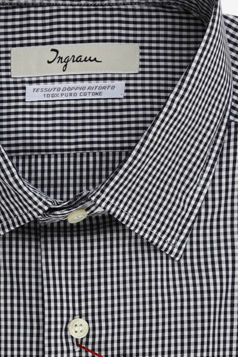 Men's Shirt Ingram Slim Check 100% cotton collar Italian Long sleeve