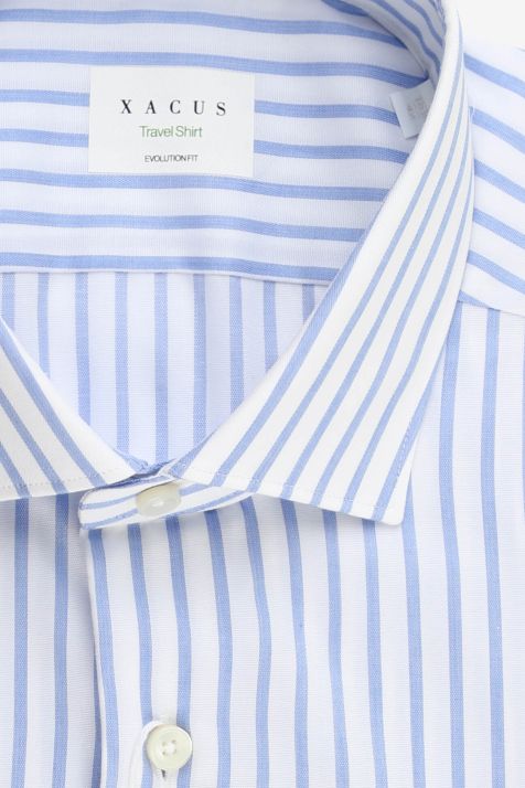 Chemise Homme Xacus Classic Sans Repassage Rayures 100% coton col Italien Manche longue