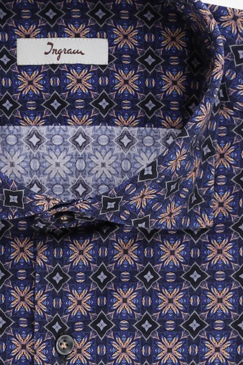 Hemd Herren Ingram Slim Muster 100% Baumwolle kragen Französisch Lange Ärmel