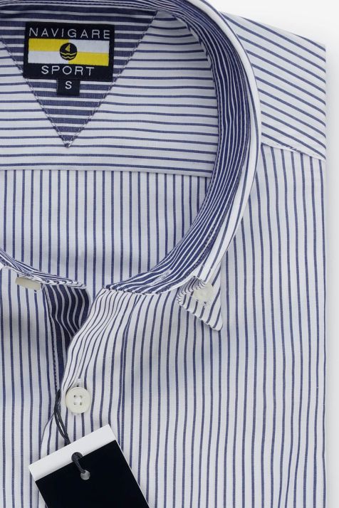 Hemd Herren Navigare Classic Streifen 100% Baumwolle kragen Button-Down Lange Ärmel