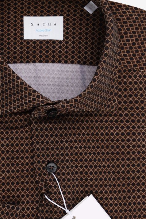 Men's Shirt Xacus Regular Semi-plain 86% poliammide 14% elastan  collar French Long sleeve